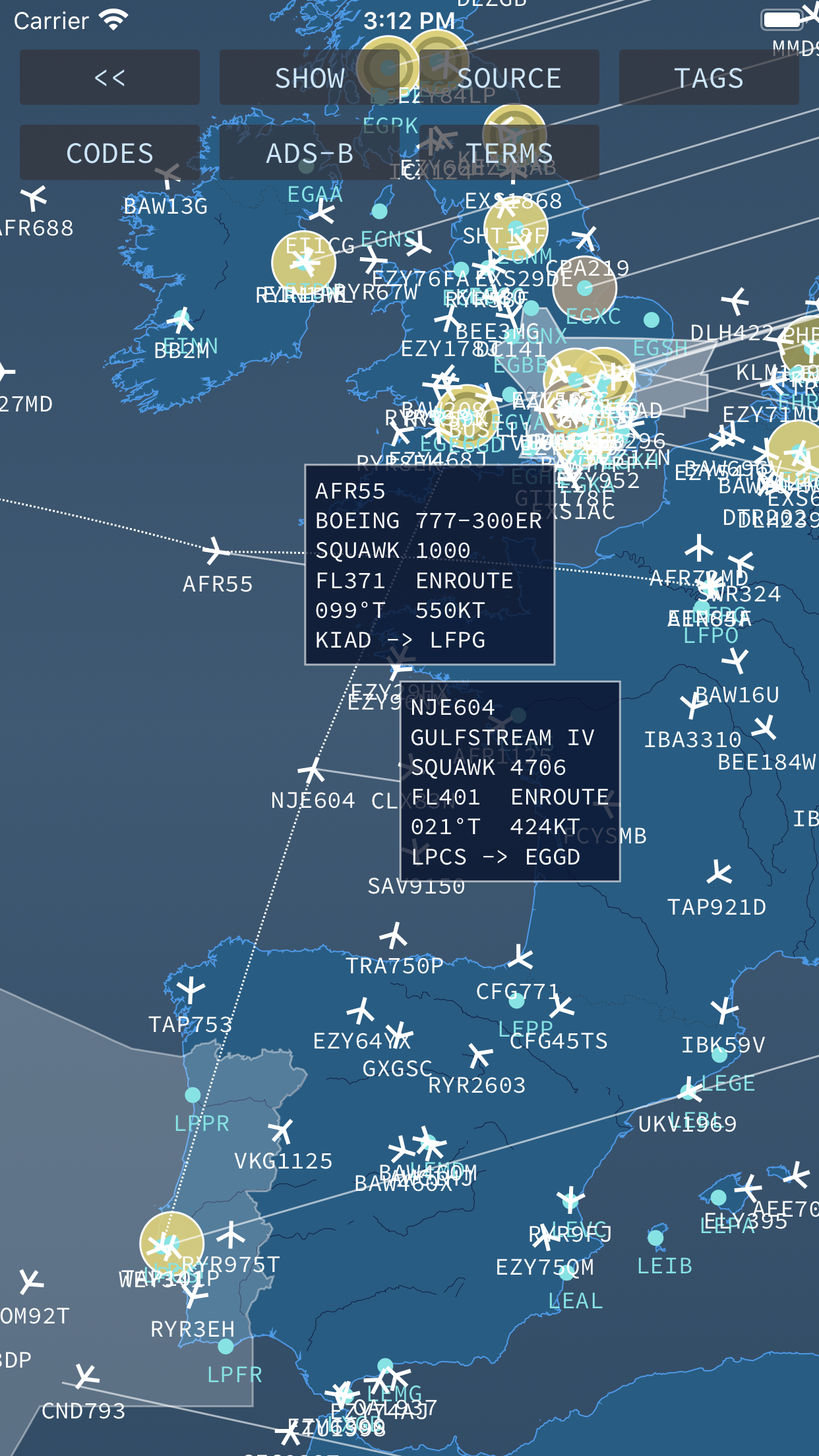 planeplotter atc sector frequency